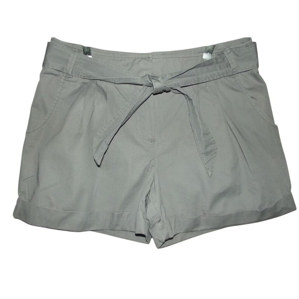 Kenneth Cole Shorts Womens Size 8 Gray Cotton cuffed pockets pleated belt tie